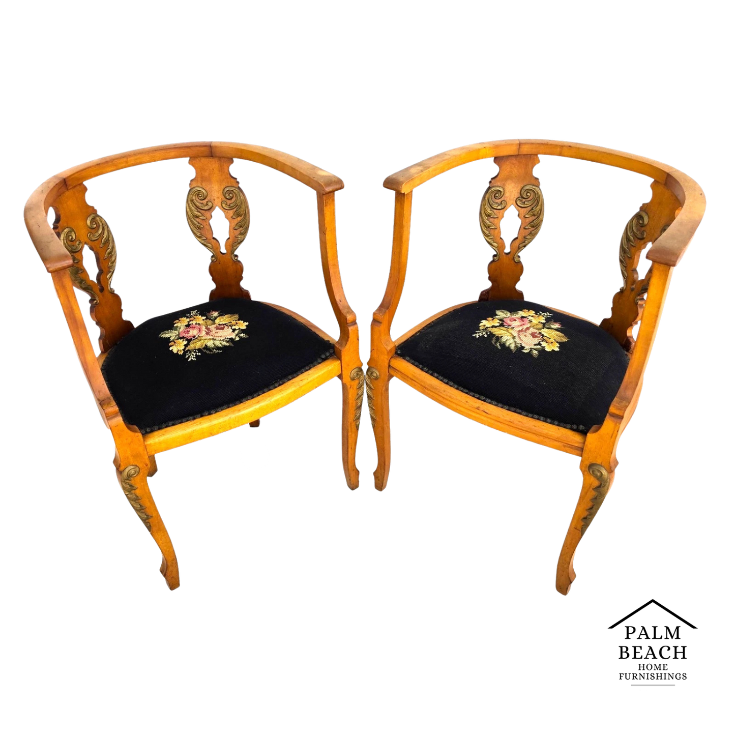 Antique Circa 1900 Victorian Corner Tub Barrel Chairs Set of 2