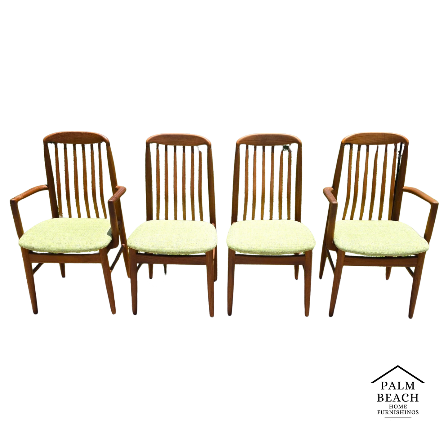 Vintage 1970s Benny Linden Solid Teak Sculptural Dining Chairs Set of 4