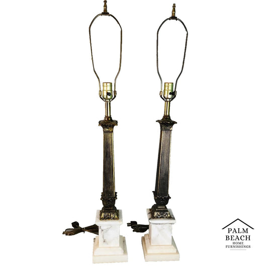 Vintage Corinthian Neoclassical Table Lamps Pair