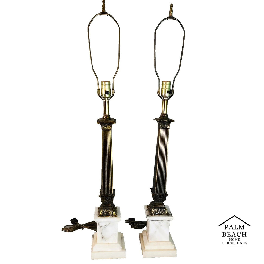 Vintage Corinthian Neoclassical Table Lamps Pair