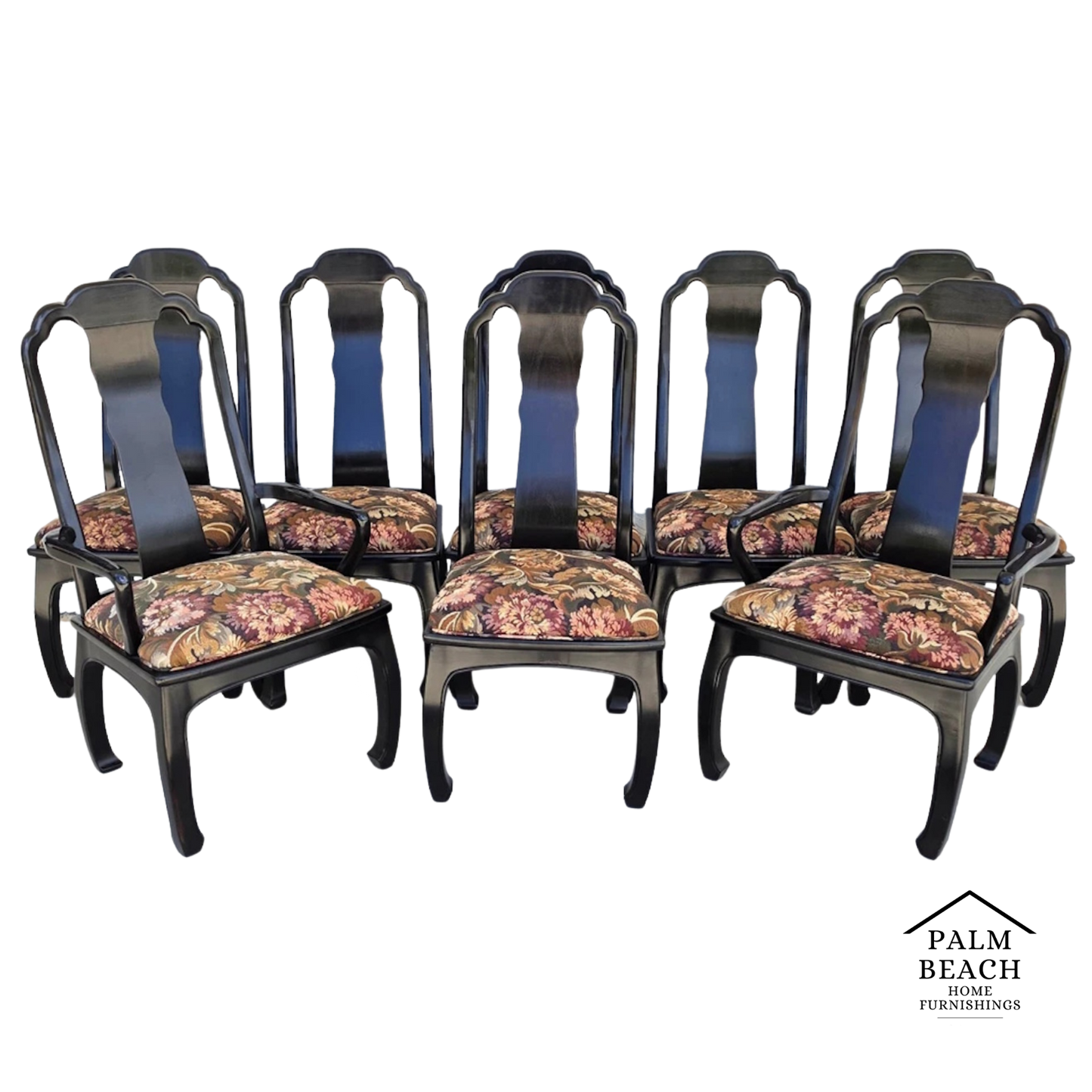 Vintage BERNHARDT Chinoiserie Ming Dining Chairs Set of 8