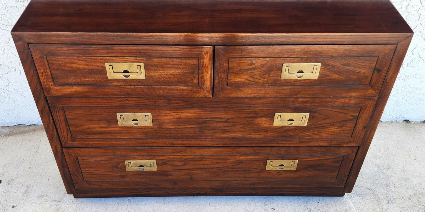 Henredon Chest Dresser Campaign Glass Top