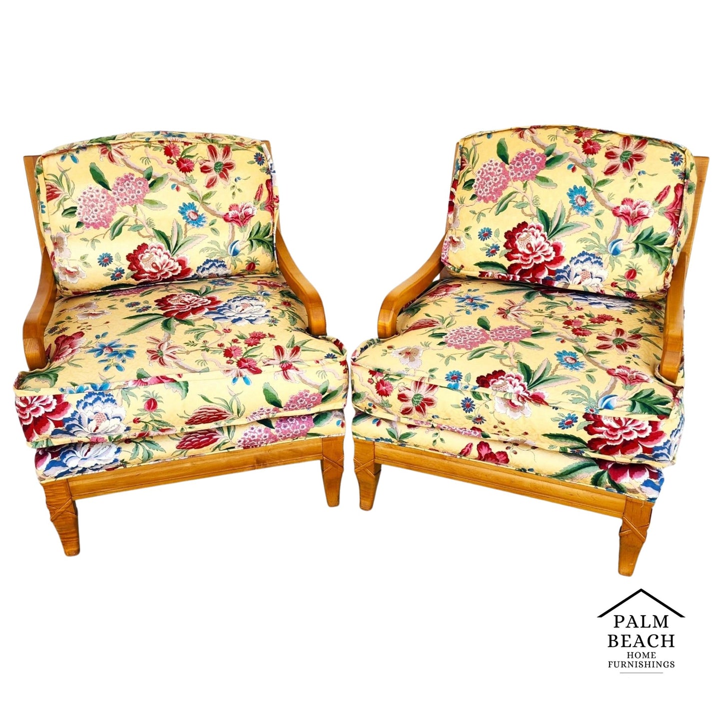 Antoinette Lounge Chairs Tropical Floral Pair
