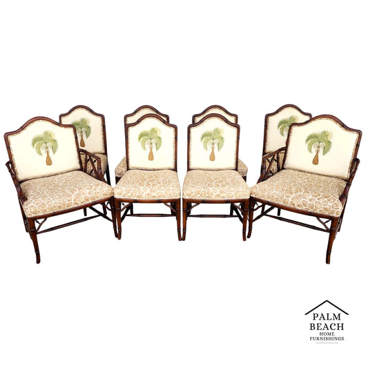 Vintage Chinese Chippendale Dining Chairs Bamboo Set of 8