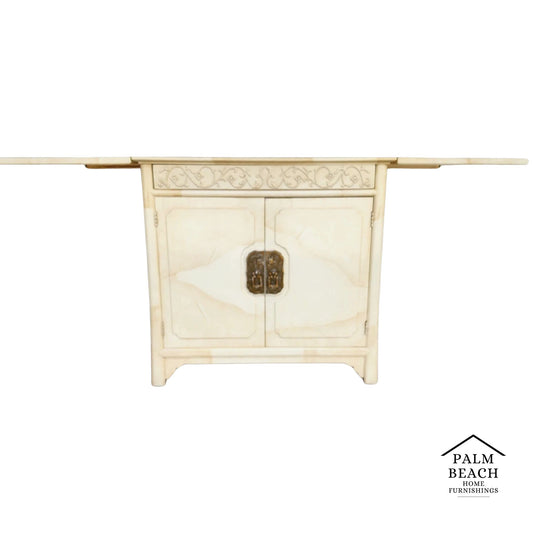 Vtg HENREDON by Roy Coleman Lacquered Bar Buffet Faux Goat Skin Asian Style