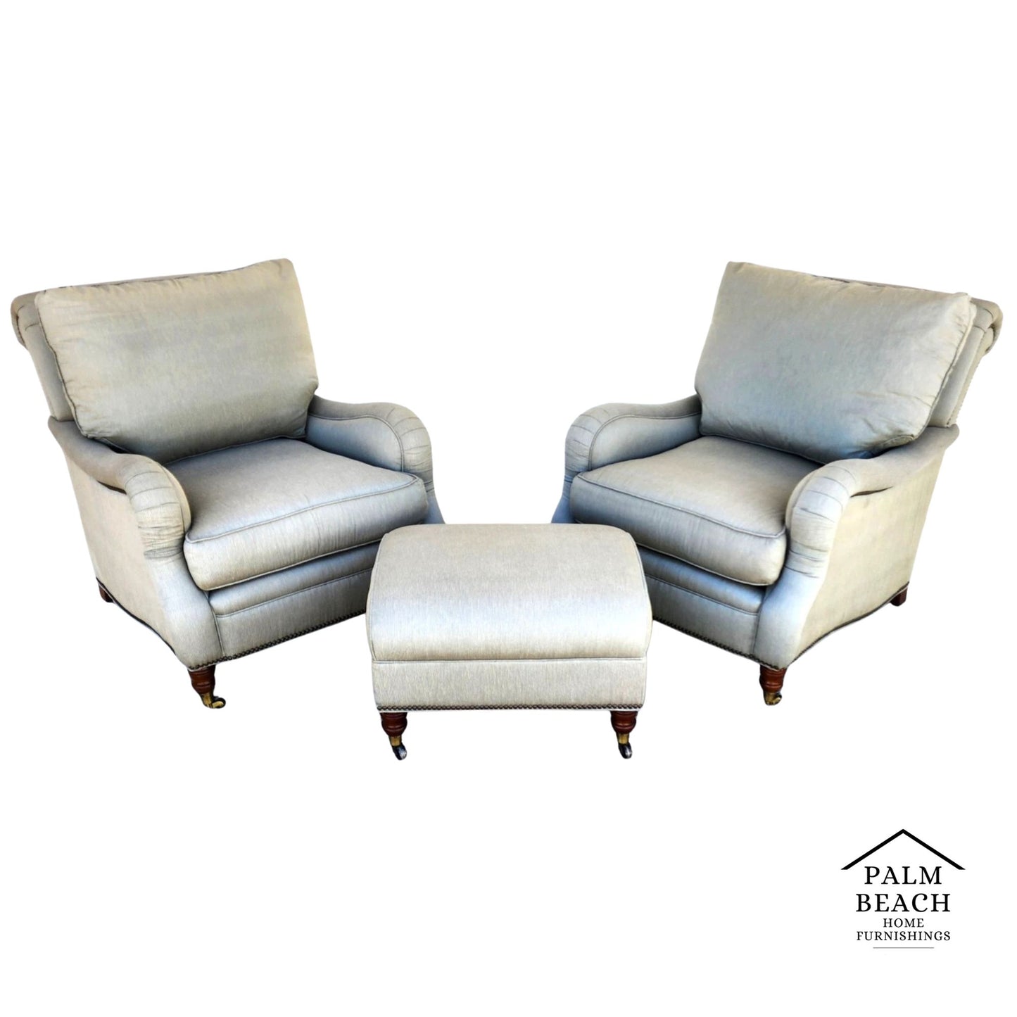 Vanguard Craftwork English Club Chairs & Ottoman