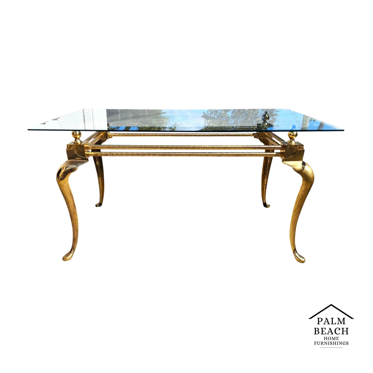 La Barge Brass Dining Table Desk 1970s