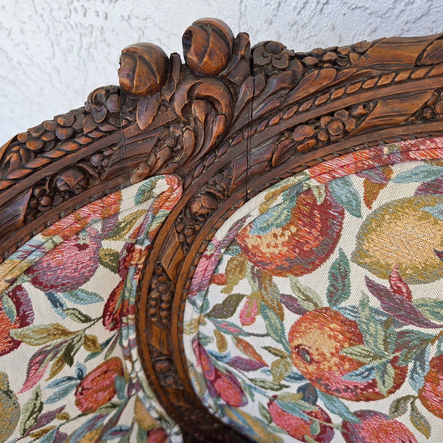Antique French Regency Rams Heads Walnut Club Lounge Chair