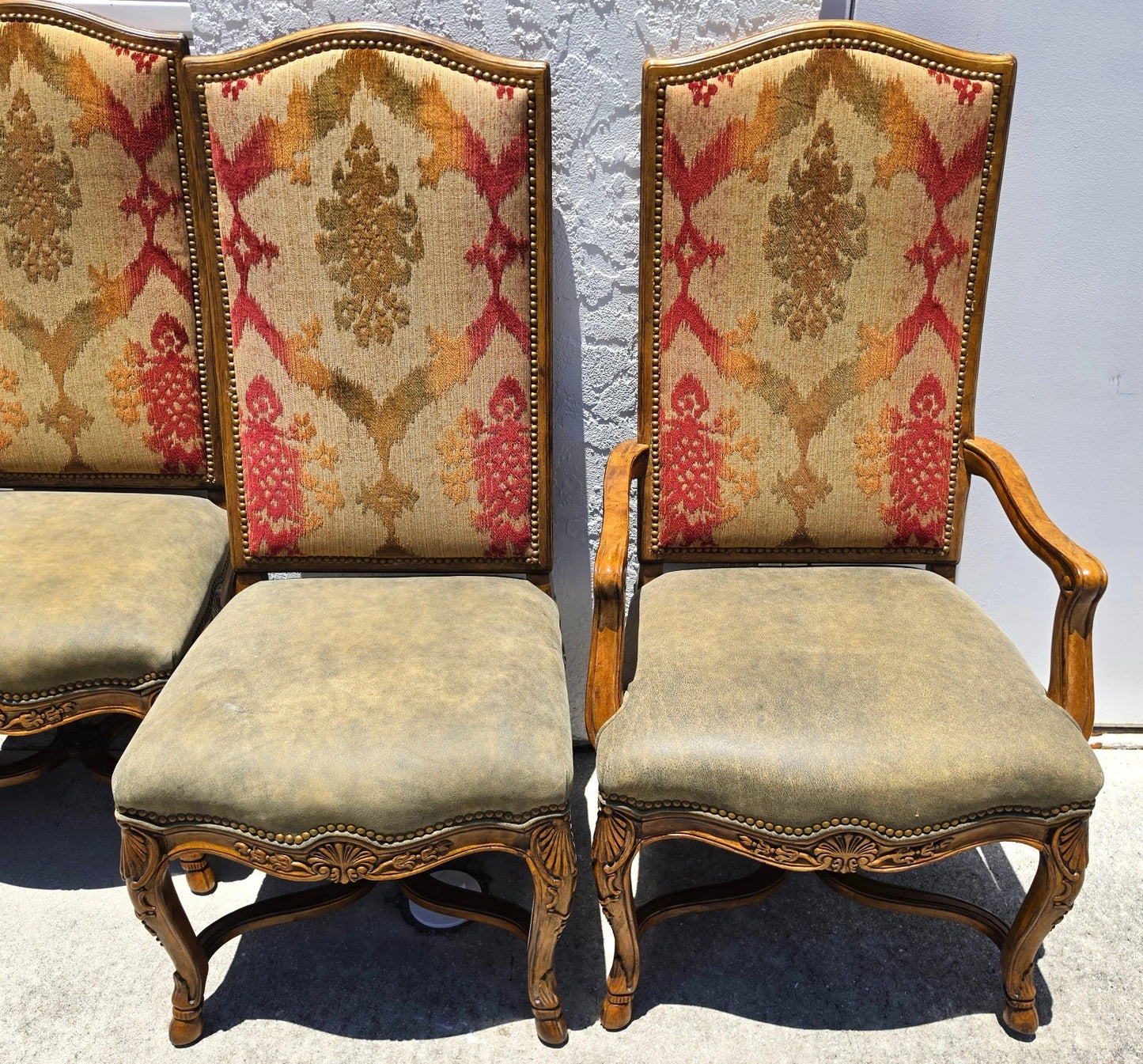 Century Furniture French Dining Chairs Leather Seats Set of 8