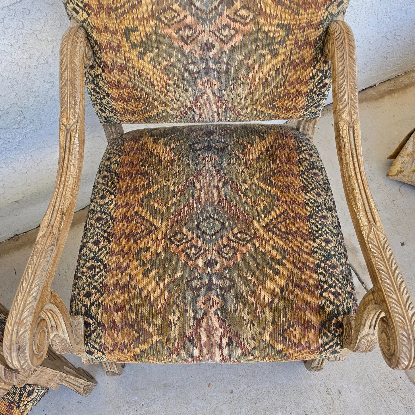 CENTURY FURNITURE French Louis XIII Os de Mouton Armchairs a Pair