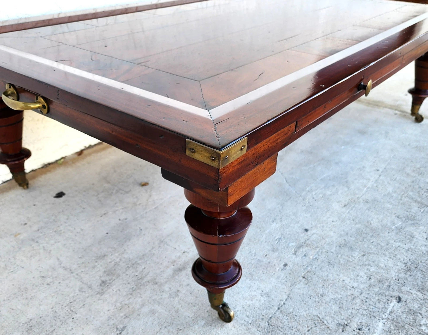 MCM Vintage Wood Inlay Extendable Coffee Table Rolling