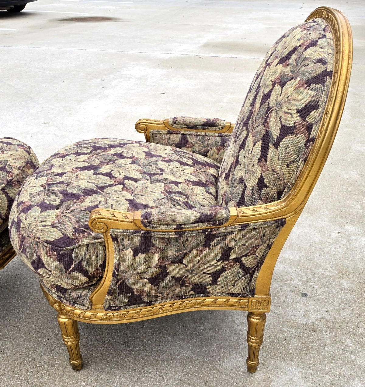 D & D Building NYC French Louis XVI Style Giltwood Oversized Bergère Armchairs