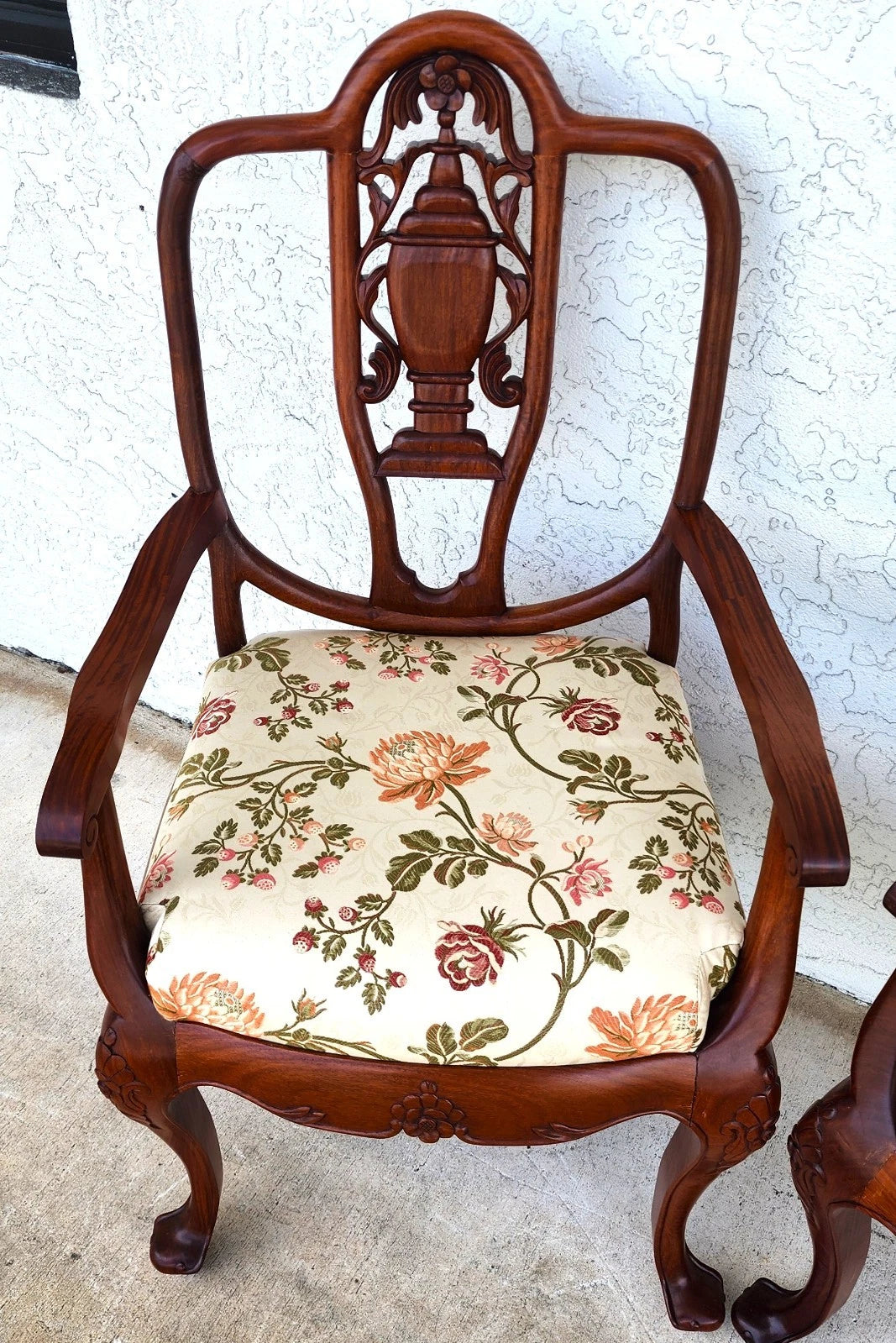 George Zee & Co Hand Carved Rosewood Armchairs A Pair