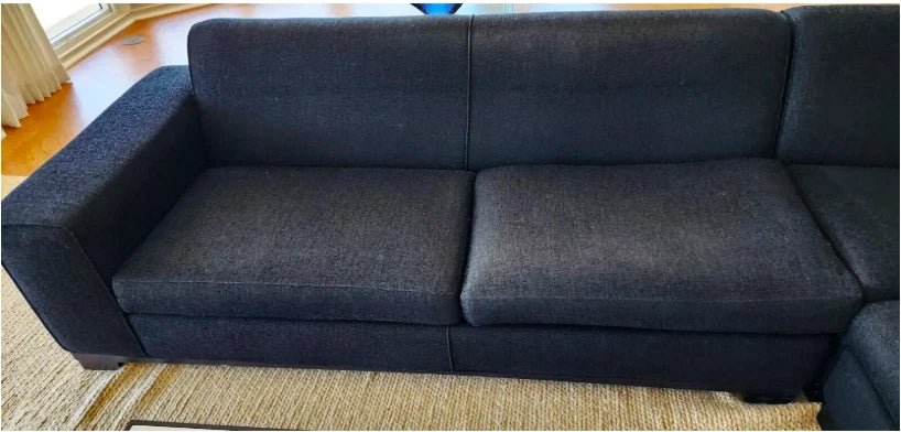 Thayer Coggin MCM Black Linen Sectional Sofa