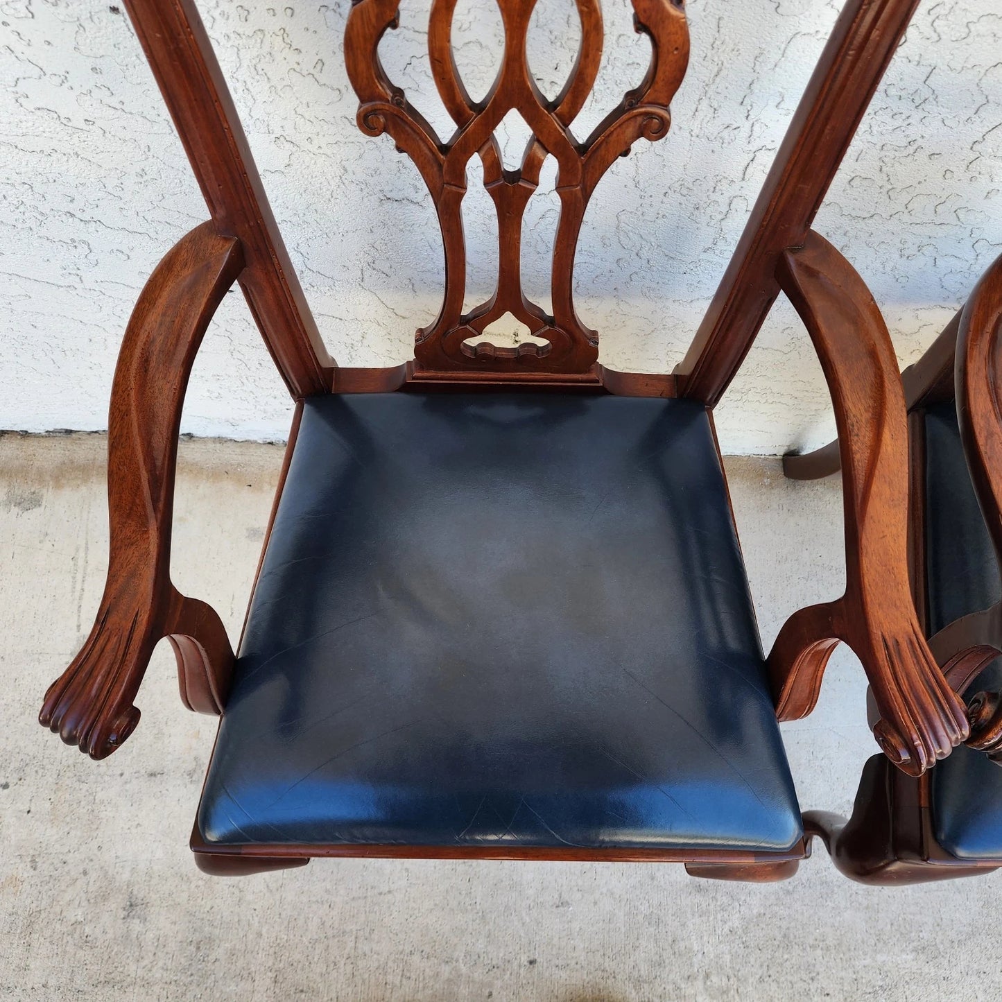 Councill Chippendale Mahogany & Leather Dining Chairs Set of 4
