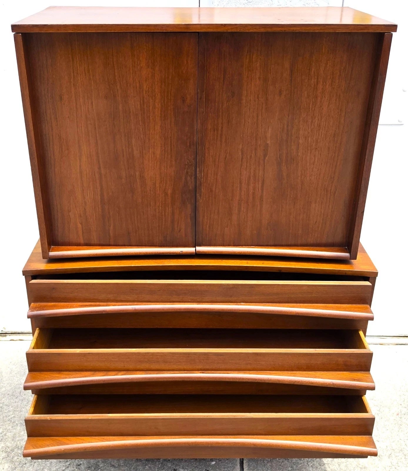 Mid-Century Walnut Highboy Dresser by Young Manufacturing Co. MCM