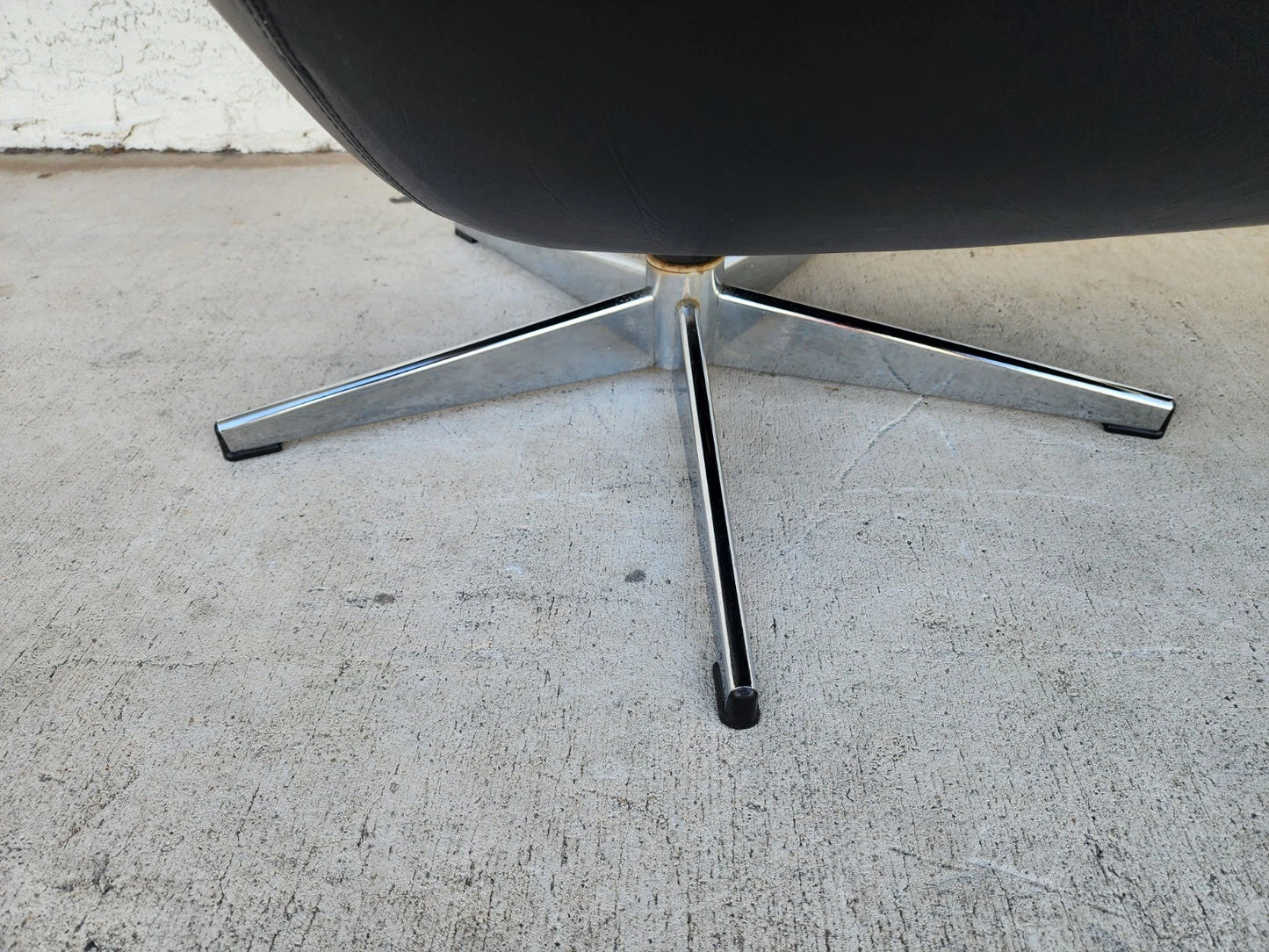 MCM Selig Swedish Modernist Leather Chair & Ottoman 1970s