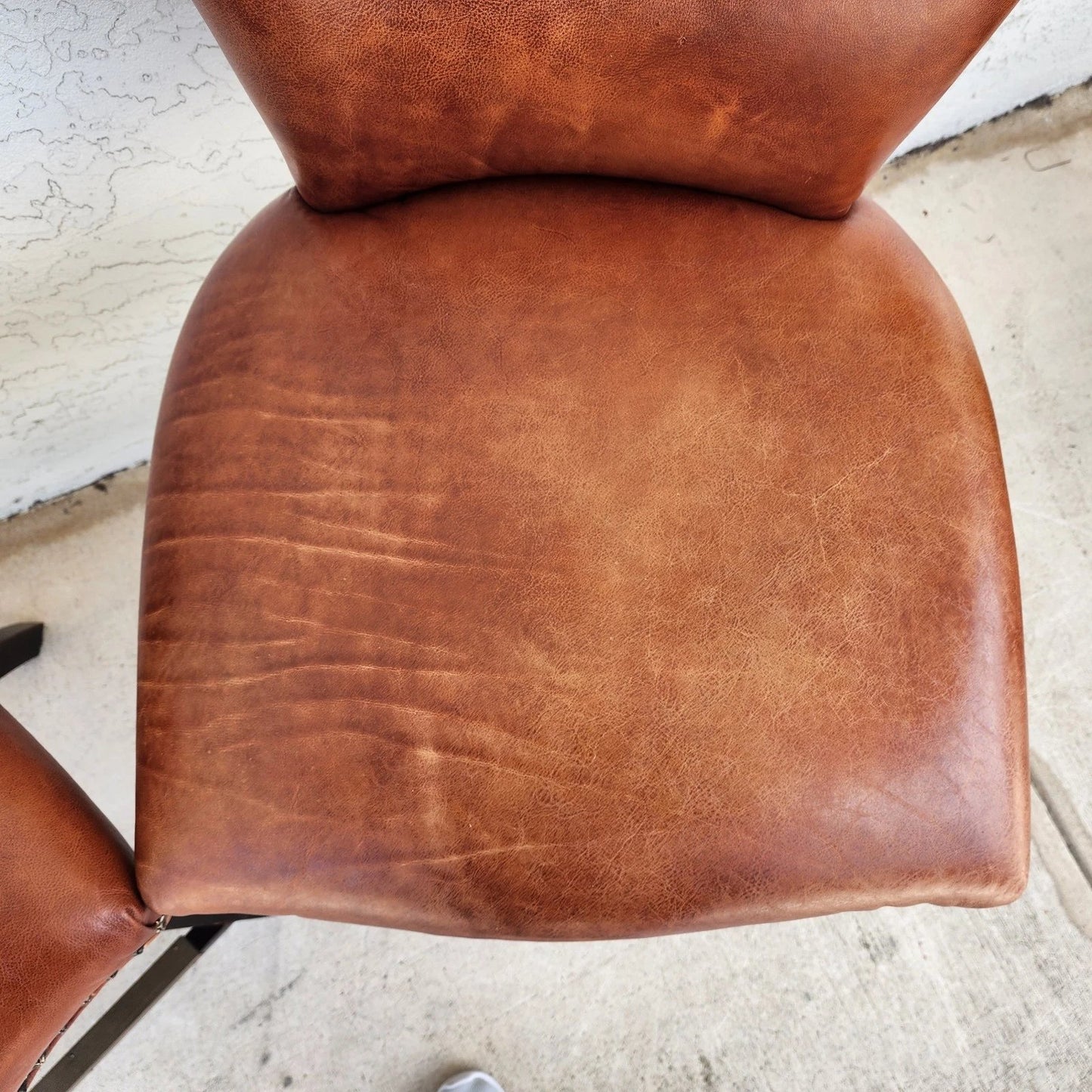 Top Grain Leather Swivel Counter Stools Pair