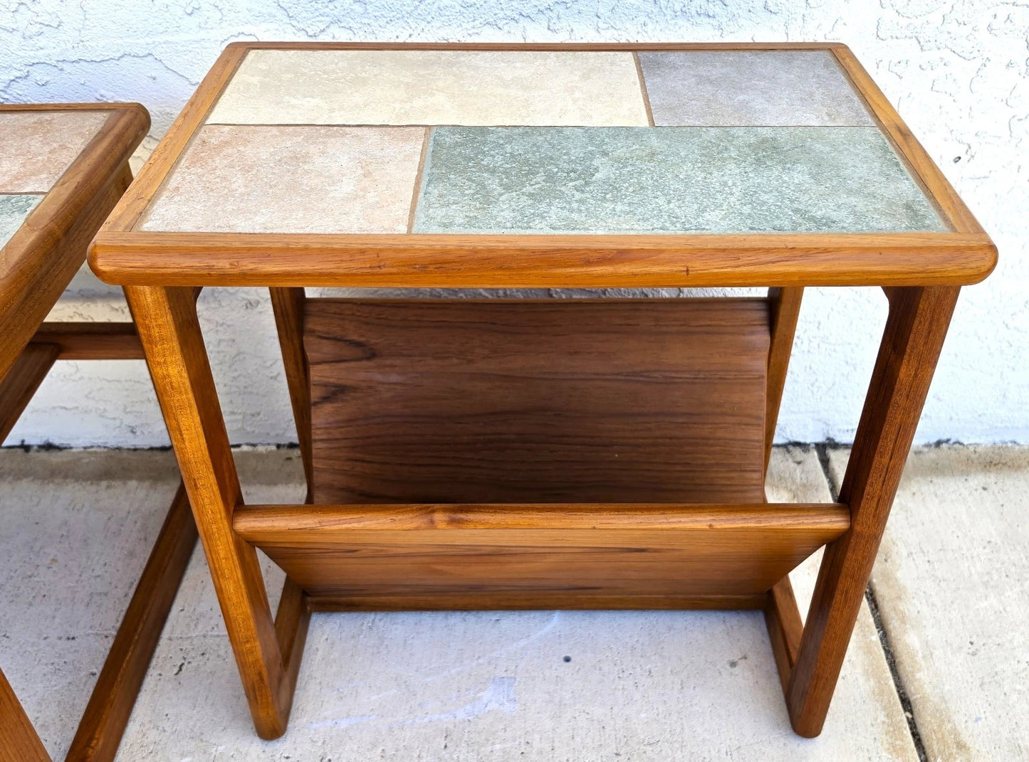 Vintage Mobelfabrikken Toften Danish MCM Solid Teak & Tile Coffee & Side Table
