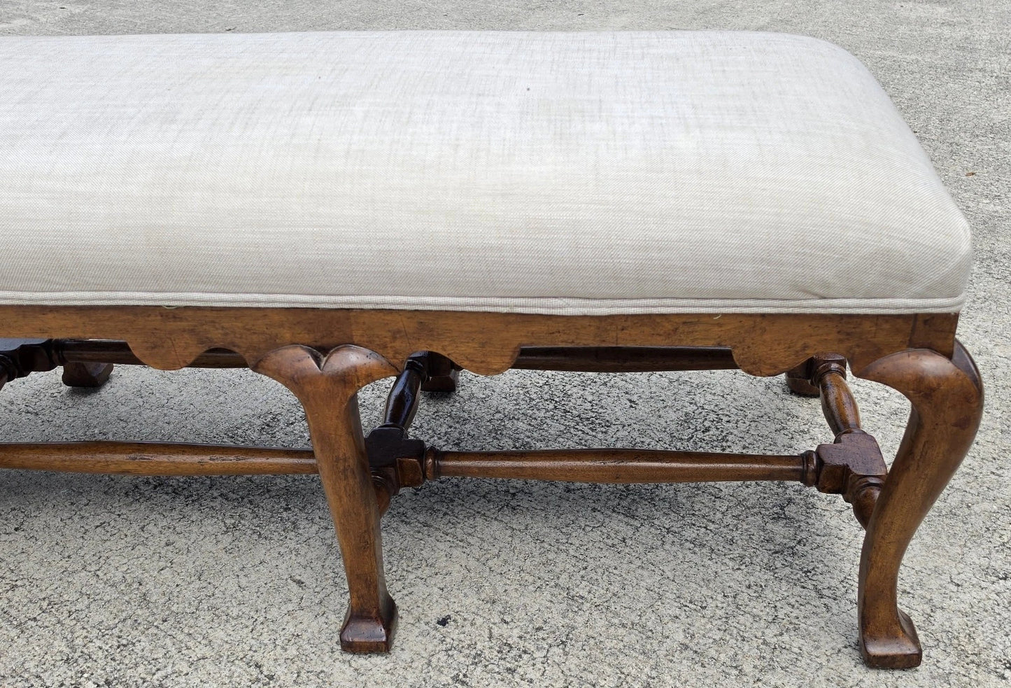 Jerry Pair Queen Anne Linen Walnut Califia Bench