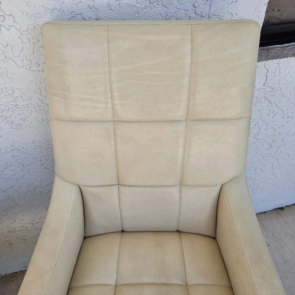 Barbara Barry for Henredon Leather Dining Accent Armchairs Set of 2