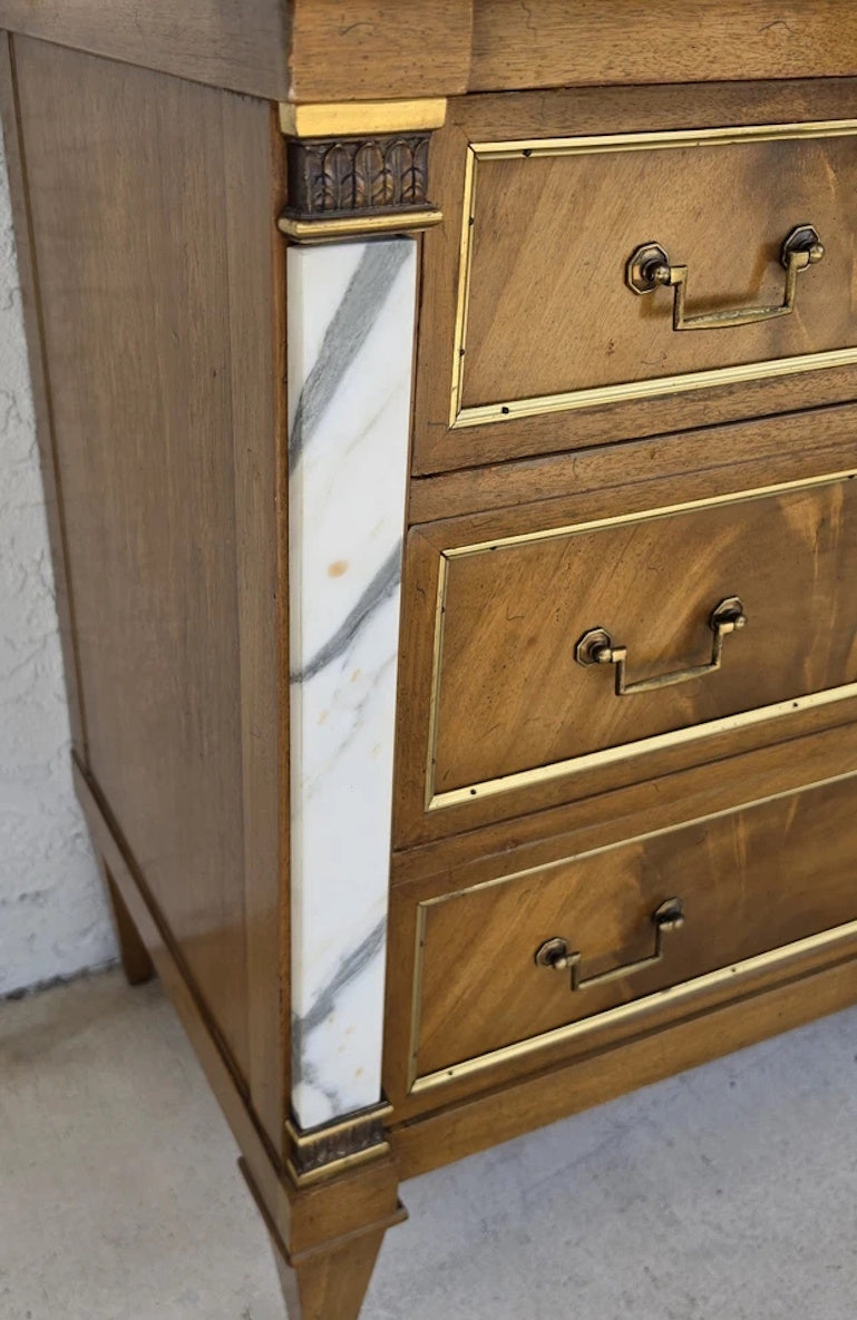 Mid Century Louis XVI Maison Jansen Style Marble Top Commode Dresser Sideboard