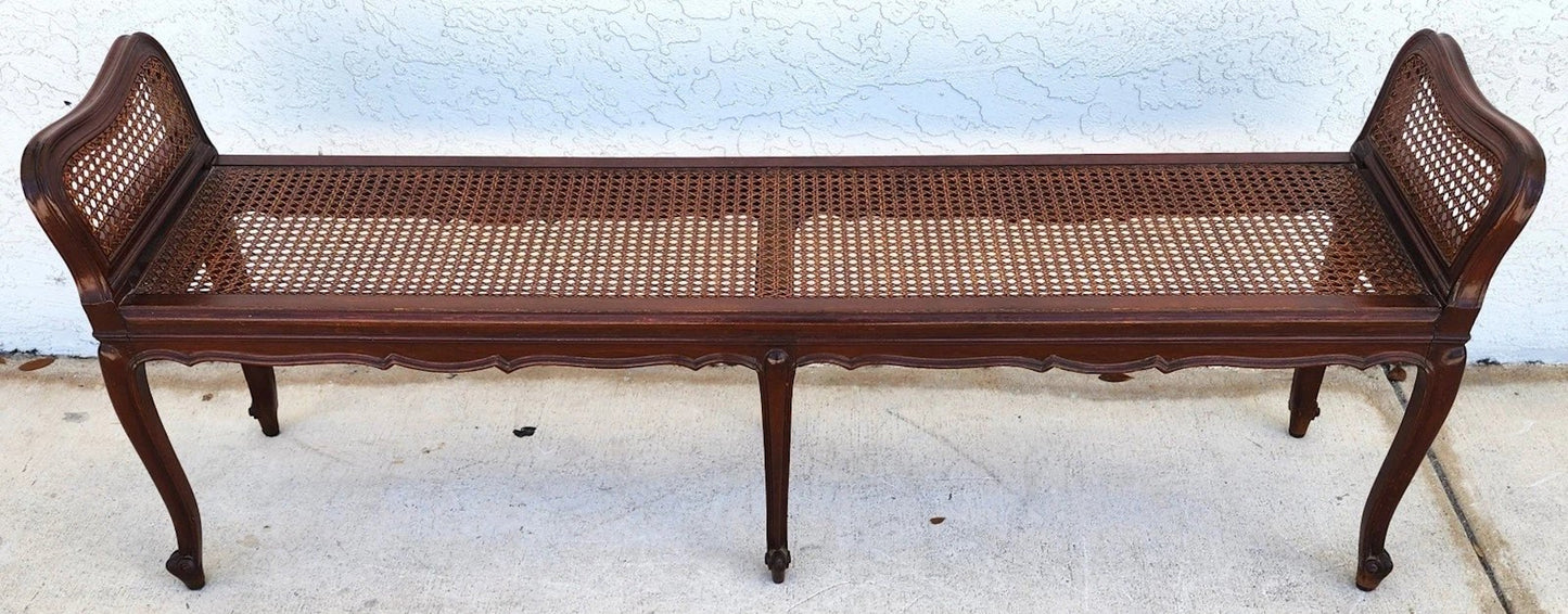 Vintage French Country Cane Bench