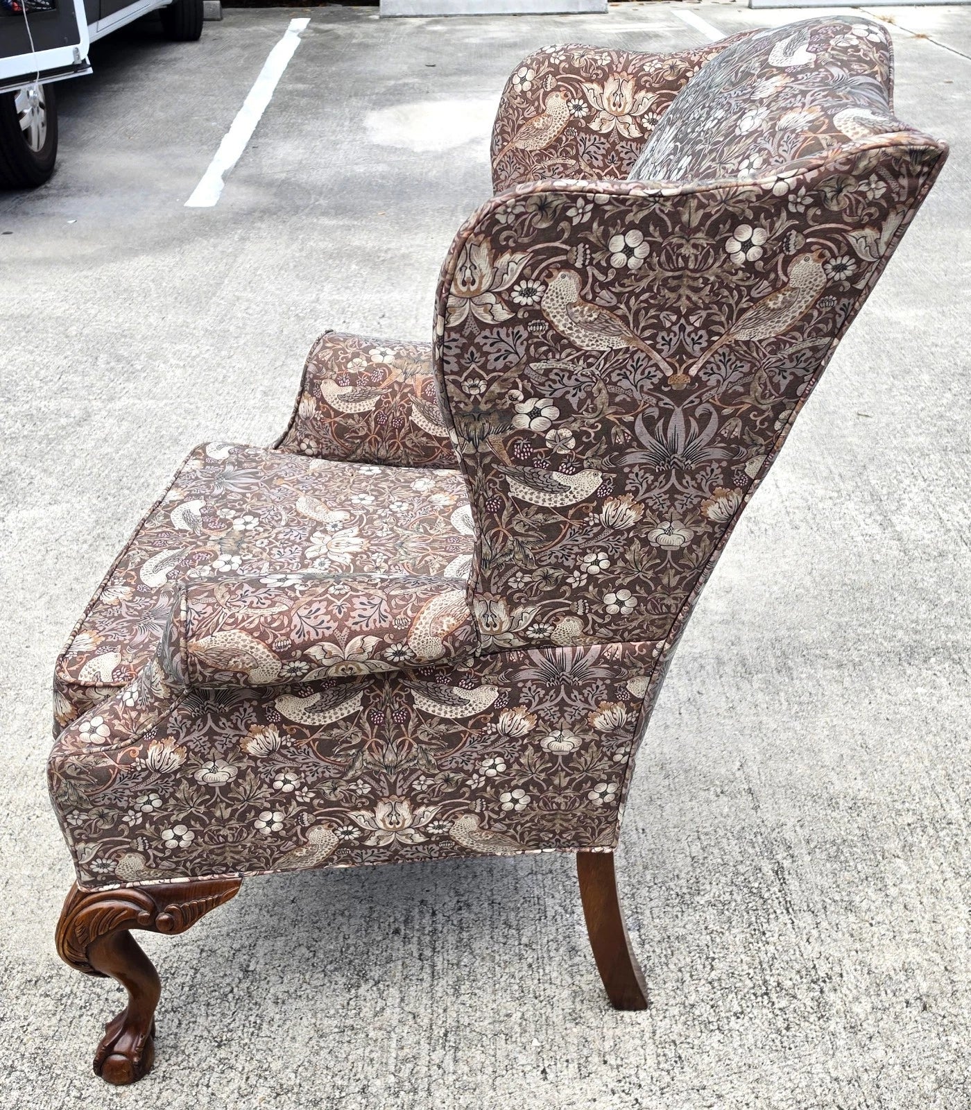 Vintage Hickory Chair Co Wingback William Morris Strawberry Thief Fabric