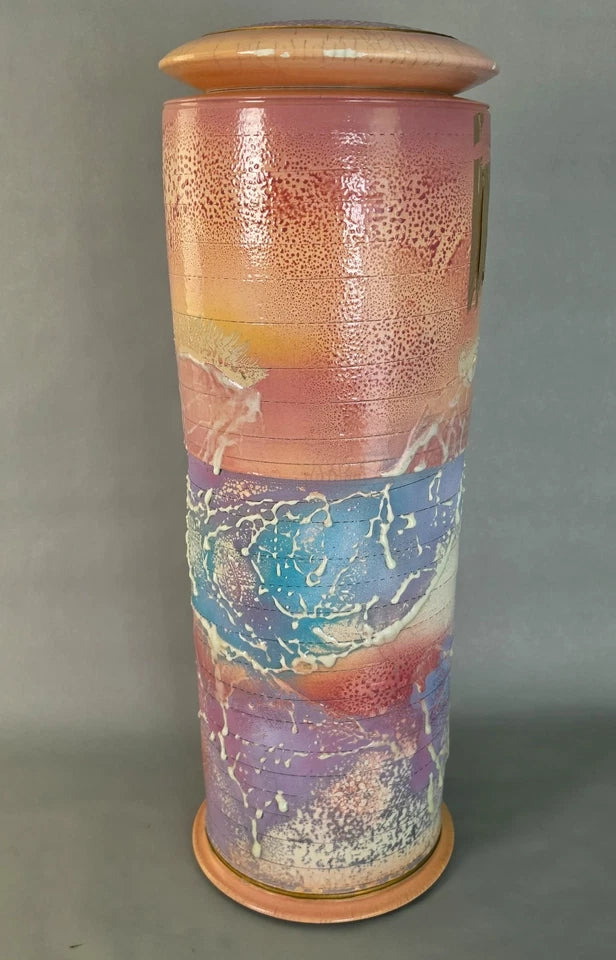 Monumental 25" Steven Forbes-deSoule Ceramic Lidded Urn Vase 1988