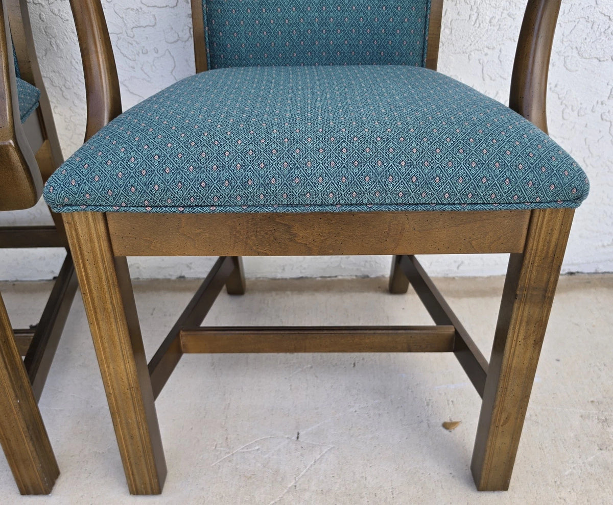 Vintage AMERICAN OF MARTINSVILLE Chippendale Dining Armchairs Teal Set of 8