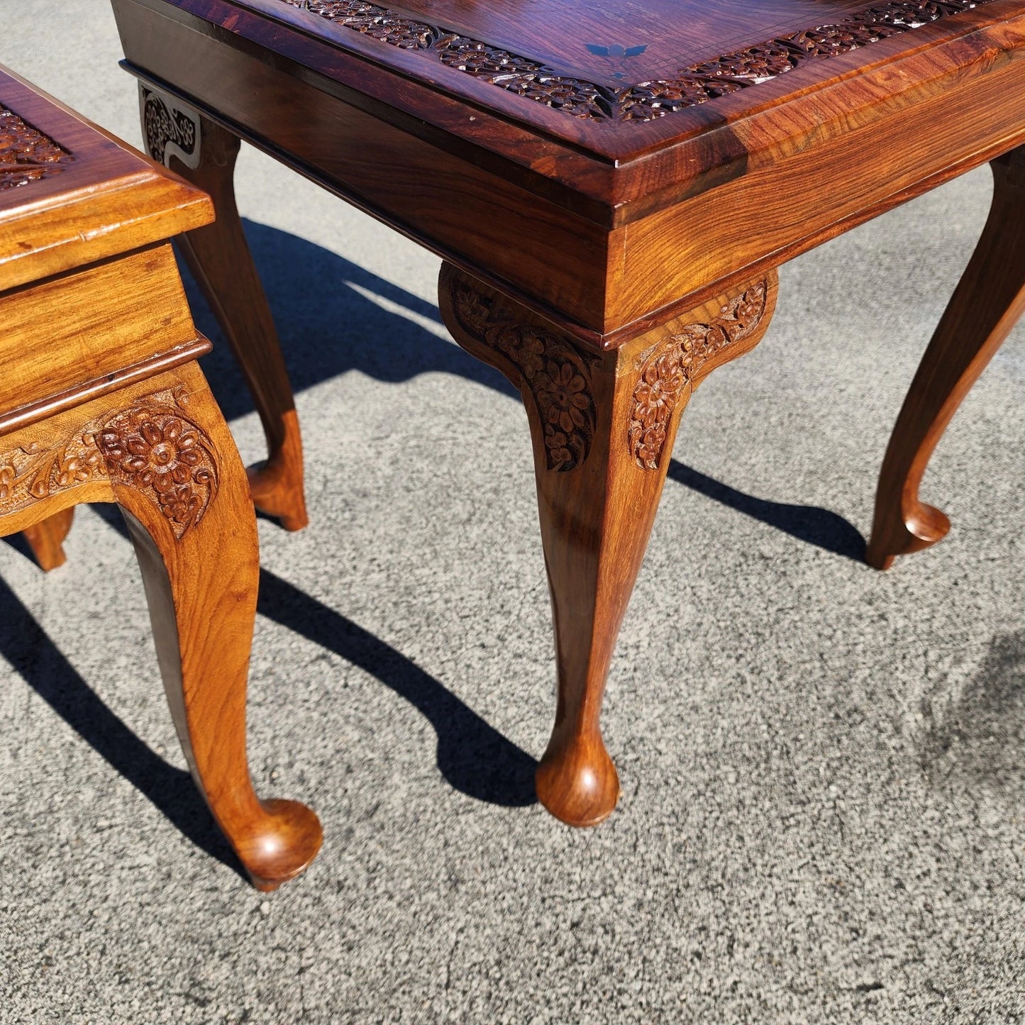 Anglo Indian Walnut Side Tables Pair