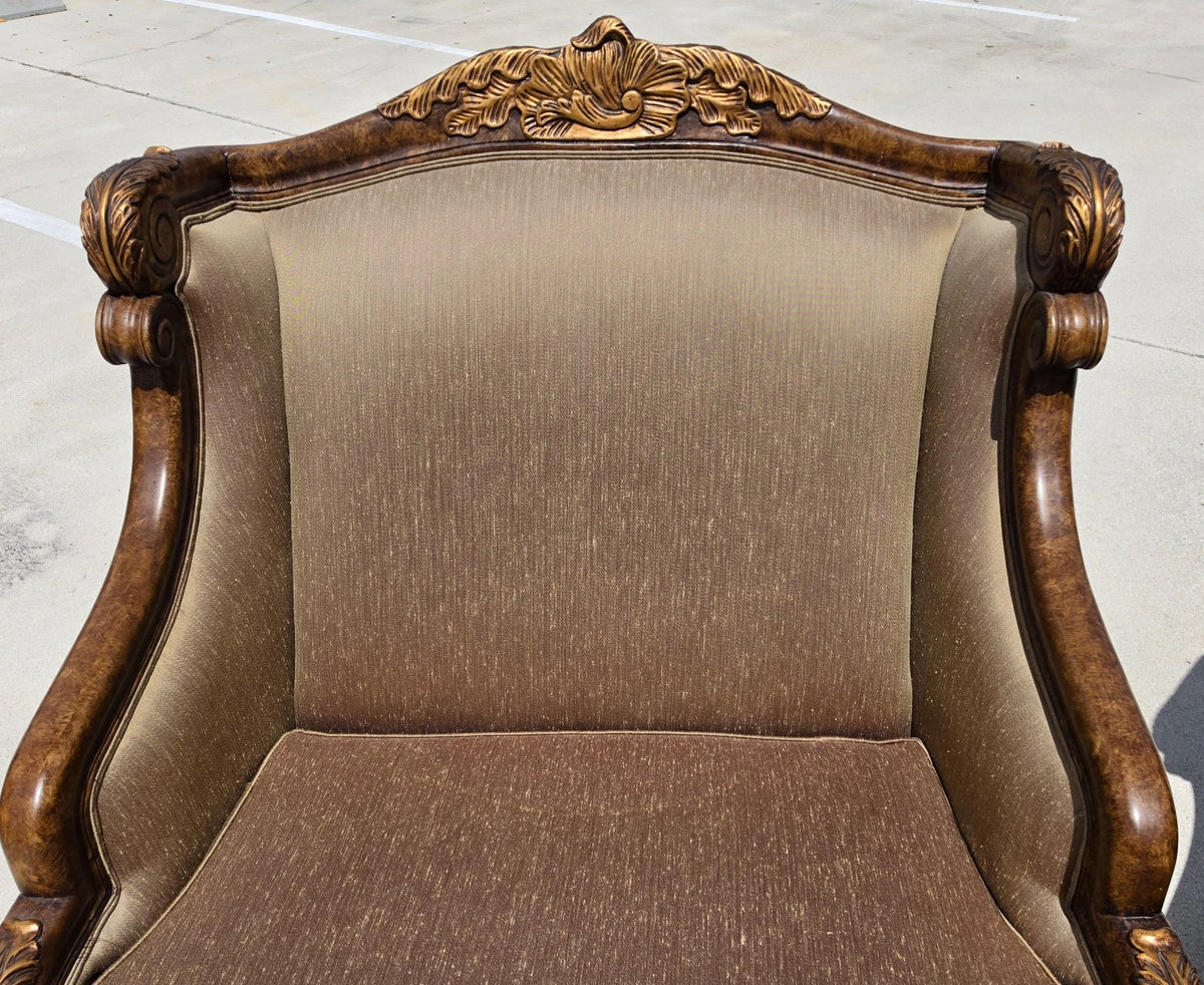 Marge Carson Style French Louis XV Ornate Caved Settees Loveseats Pair