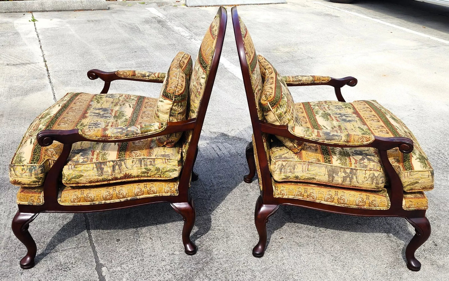 Lexington Armchairs Asian African Style Elephants Monkeys