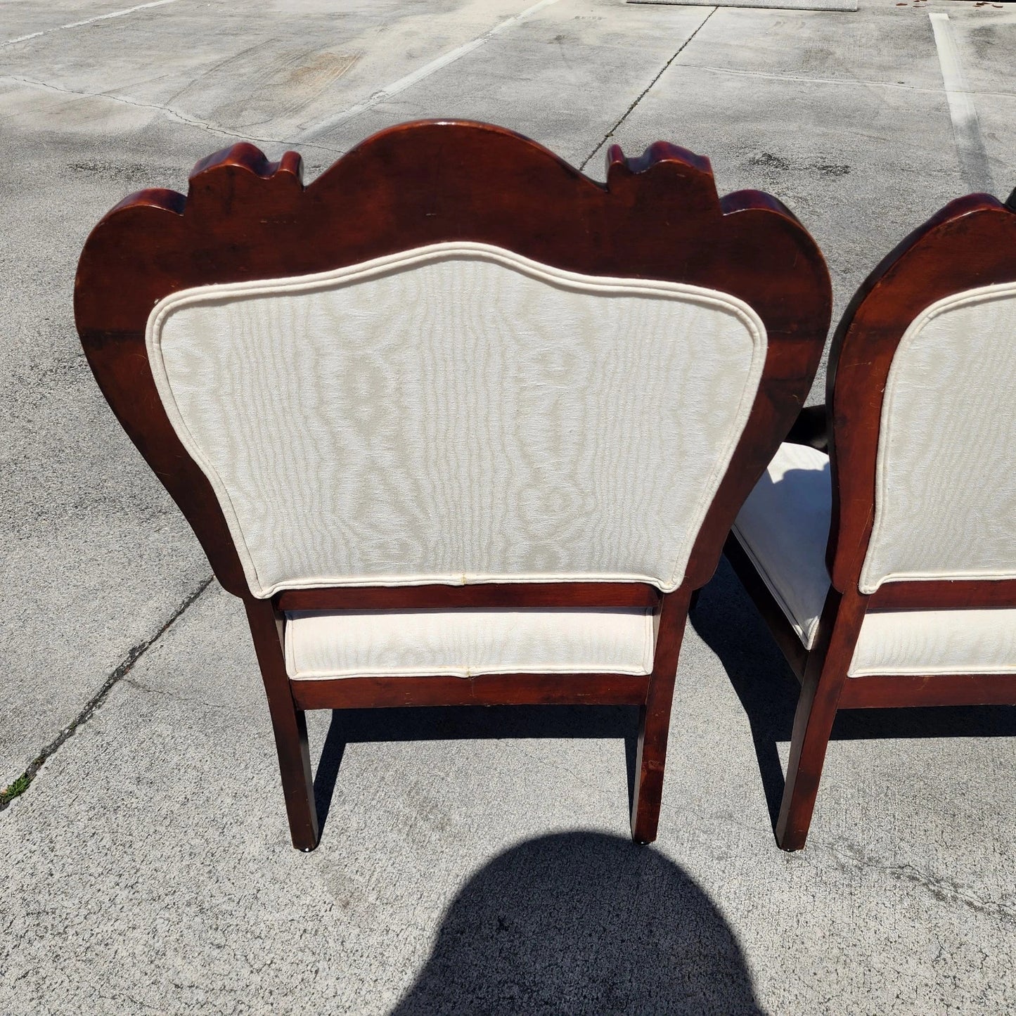 Antique Asian Rosewood Carved Foo Dogs Armchairs Set of 2