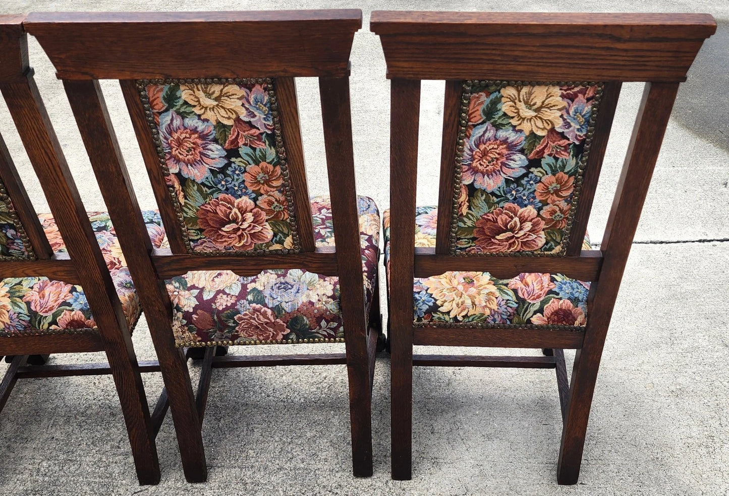 Antique English Oak Dining Chairs 1800s Set of 6