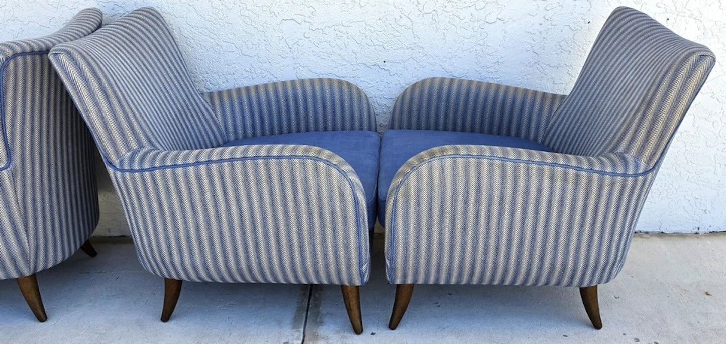 1950s MCM Edward Wormley Gio Ponti Style Armchairs Set of 4