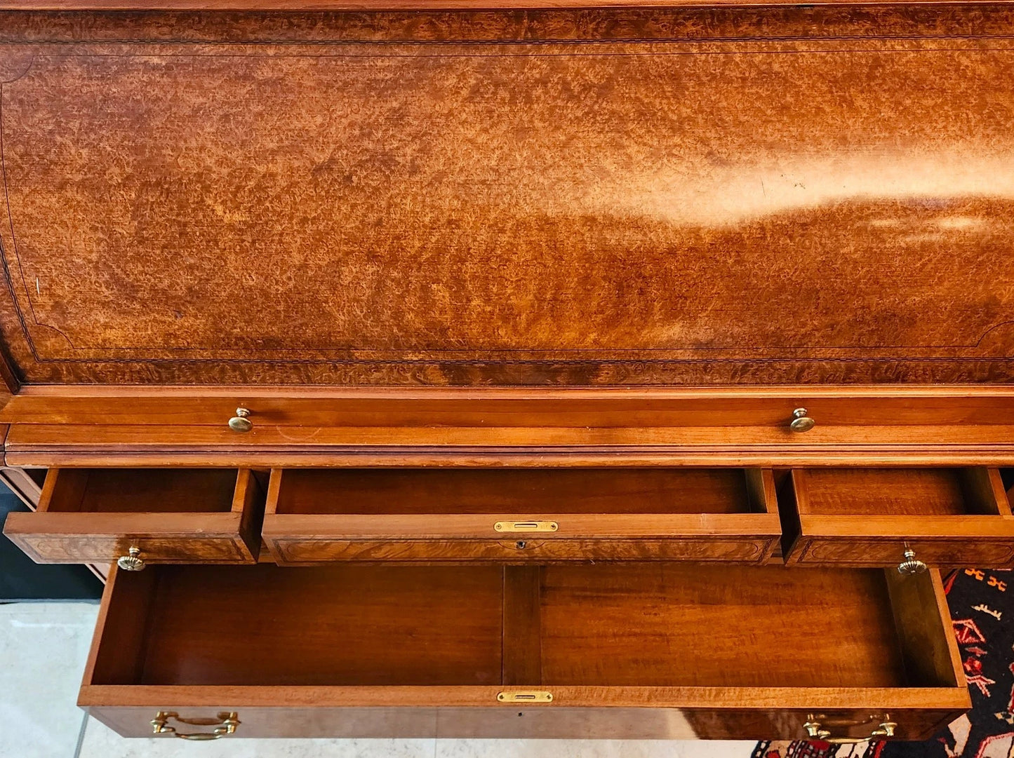 Antique Georgian Burlwood Roll Top Desk