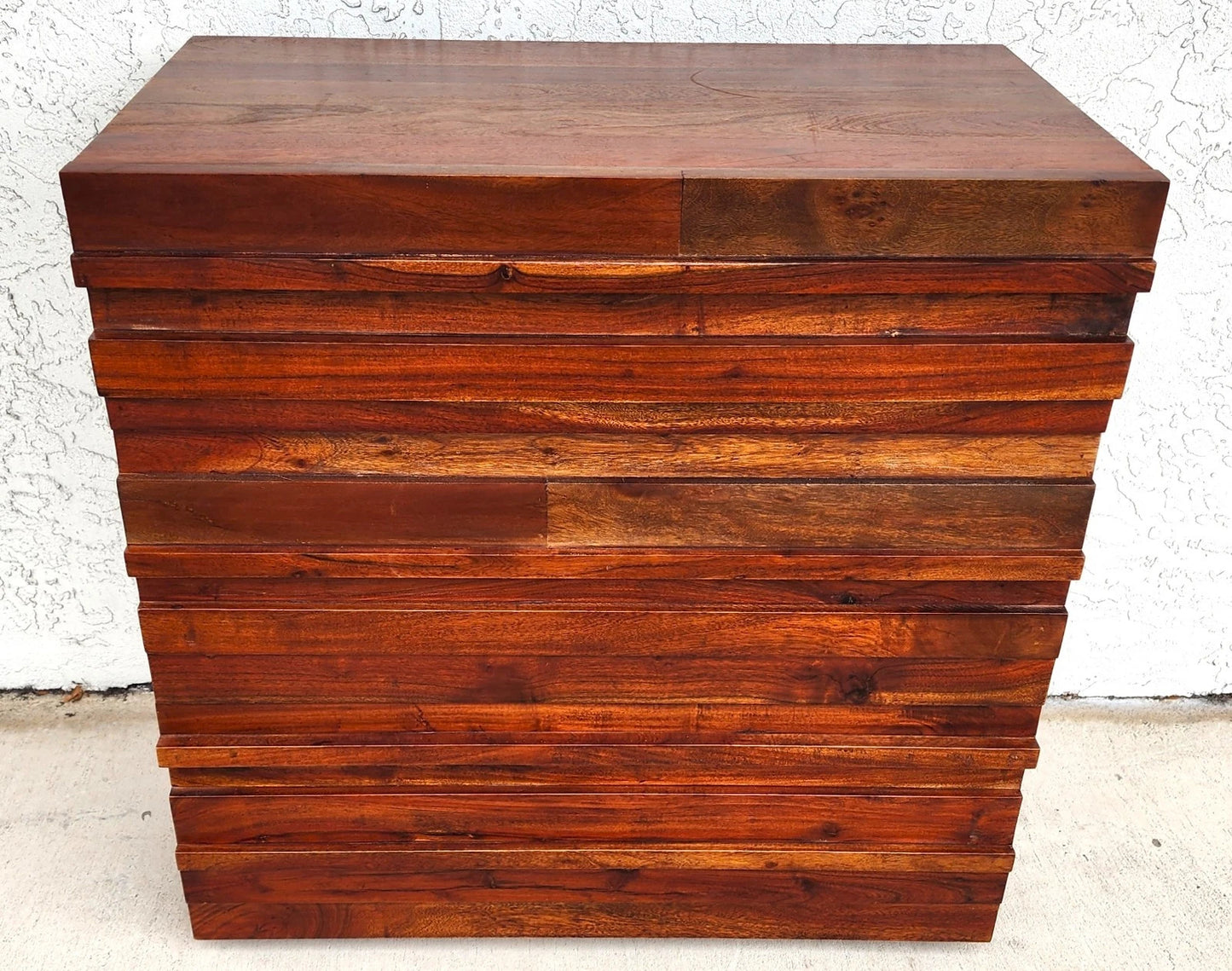 MCM Solid Exotic Wood Nightstands Rustic Brutalist Pair