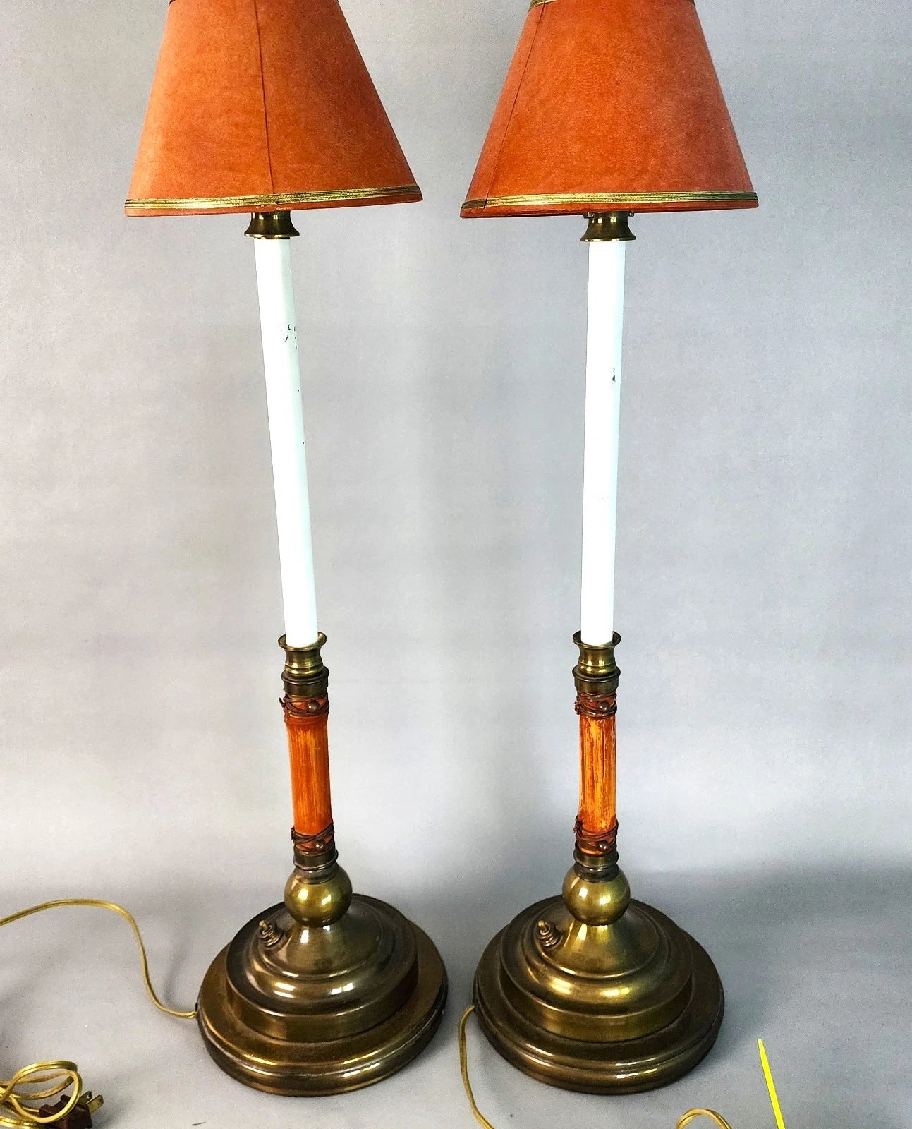 Hart & Associates Table Lamps Brass & Bamboo Vintage Pair
