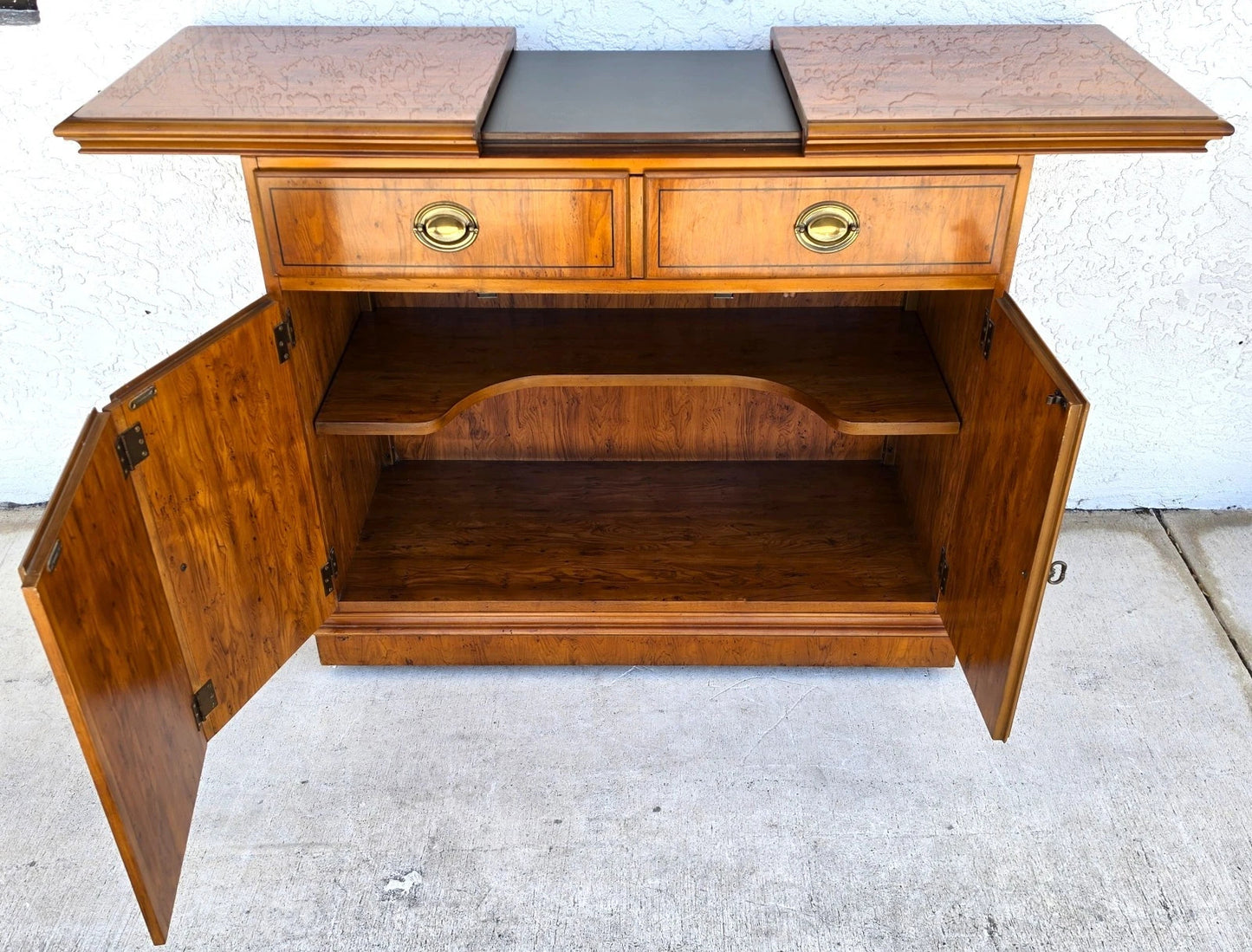 Drexel Slide Top Campaign Dry Bar Side Board Rolling 1970s
