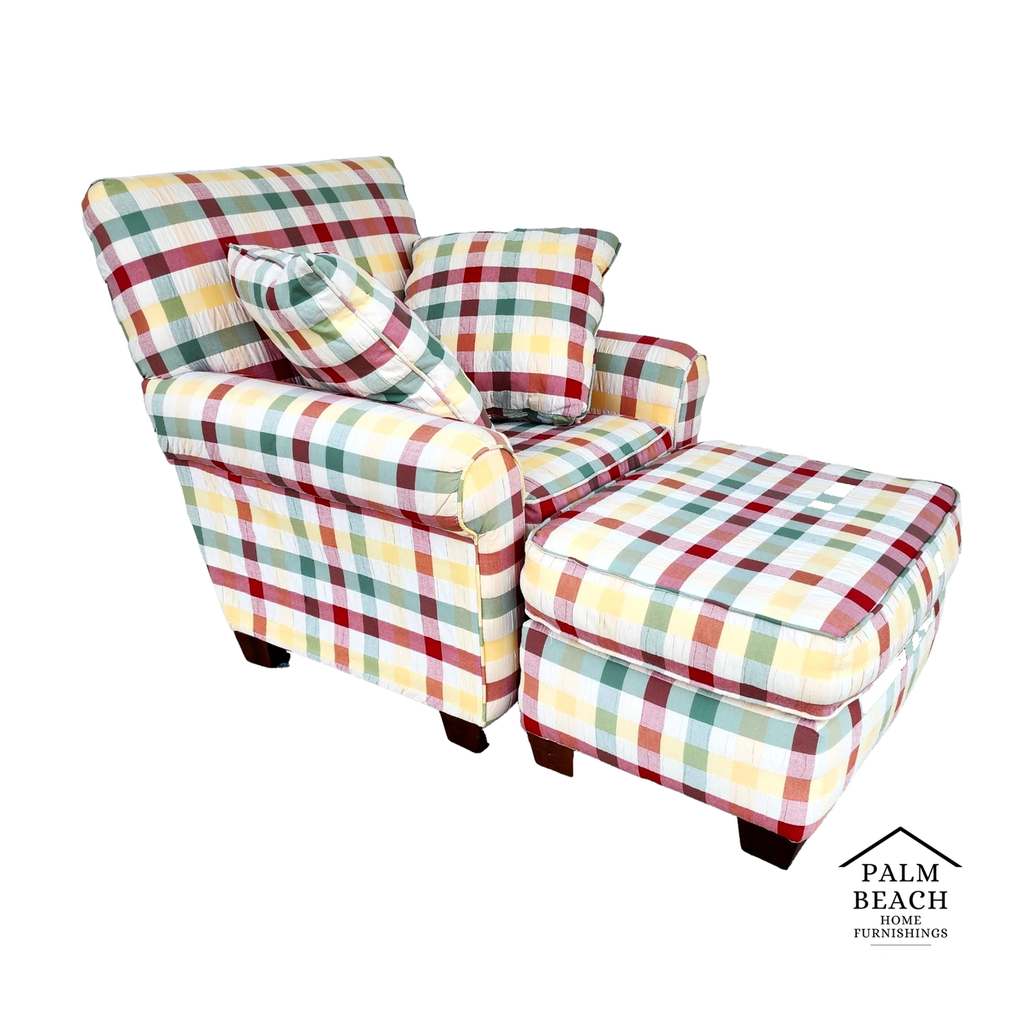 English Country Club Chair & Ottoman Shabby Chic