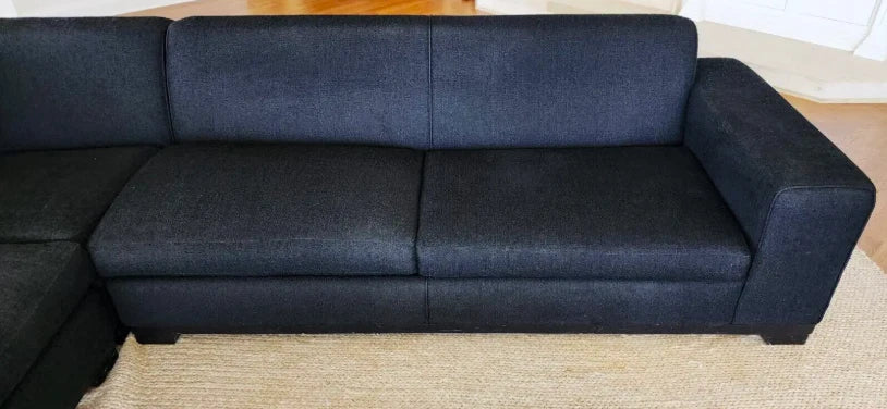 Thayer Coggin MCM Black Linen Sectional Sofa