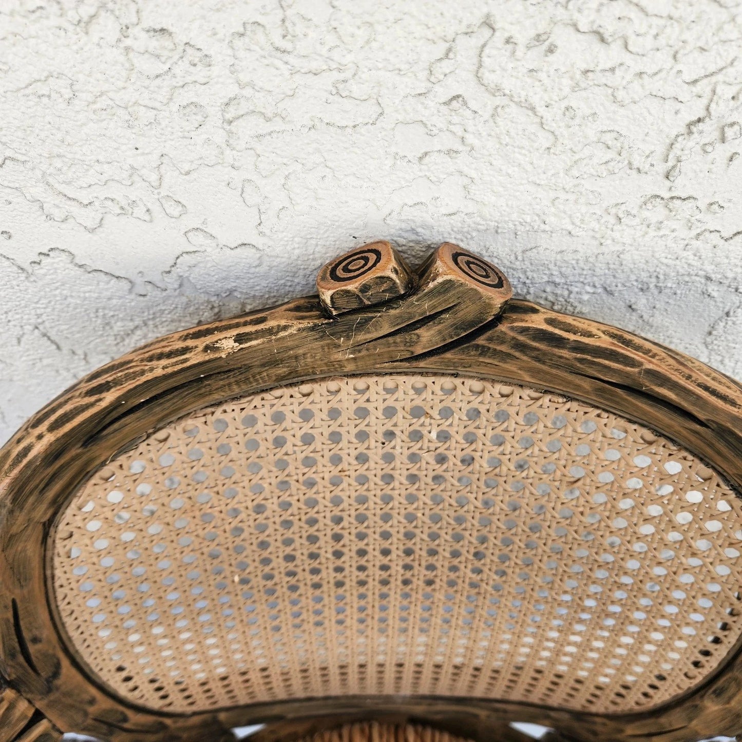 French Country Barstools Faux Bois Swivel Set of 3