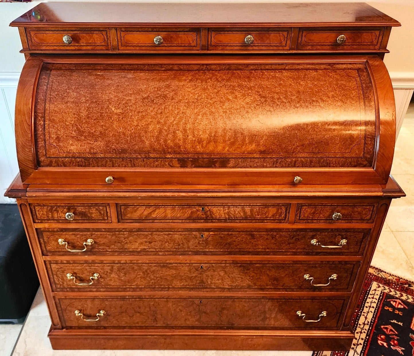 Antique Georgian Burlwood Roll Top Desk