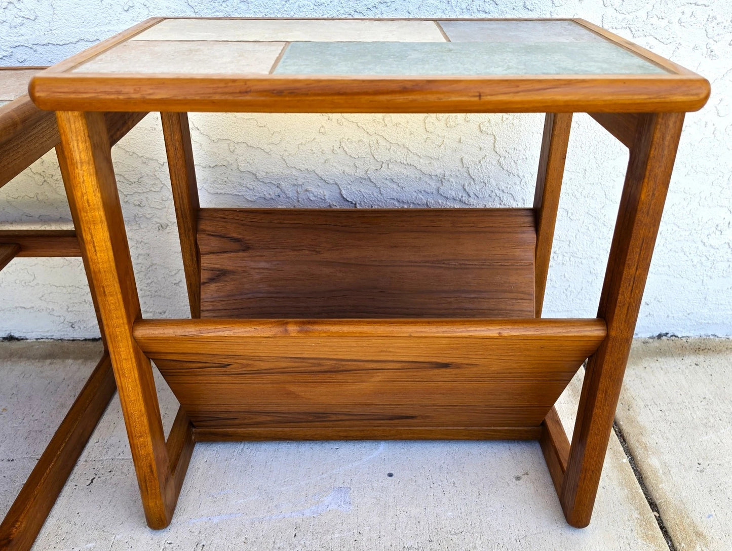 Vintage Mobelfabrikken Toften Danish MCM Solid Teak & Tile Coffee & Side Table