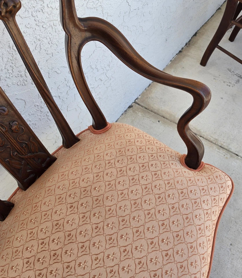 19th Century Antique Art Nouveau Edwardian Carved Walnut Armchair