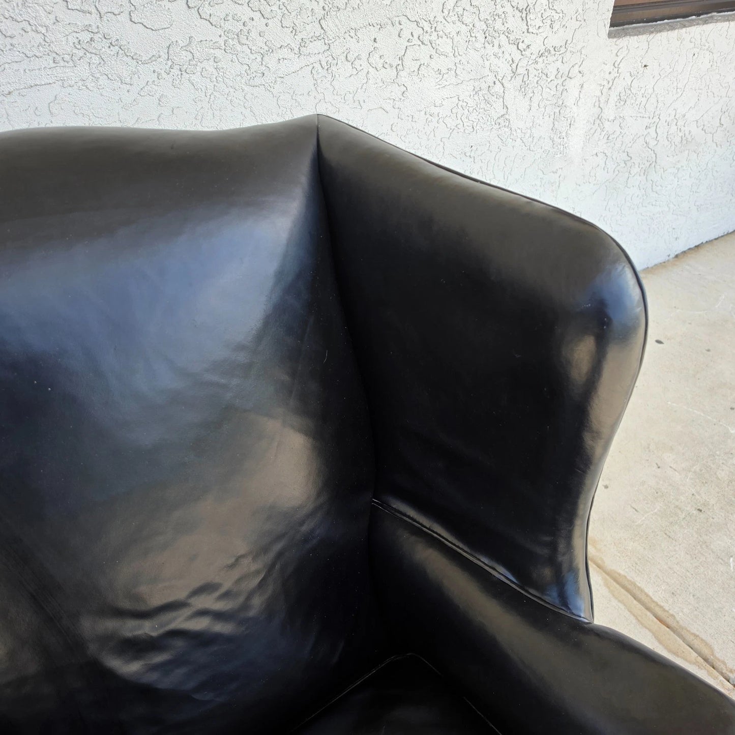 Classic Georgian Chippendale Black Leather Wingback Library Gentlemans Armchair
