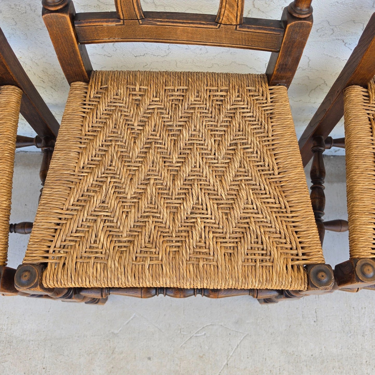 Antique 1800s Provençal Dining Chairs with Rope Seats Set of 4