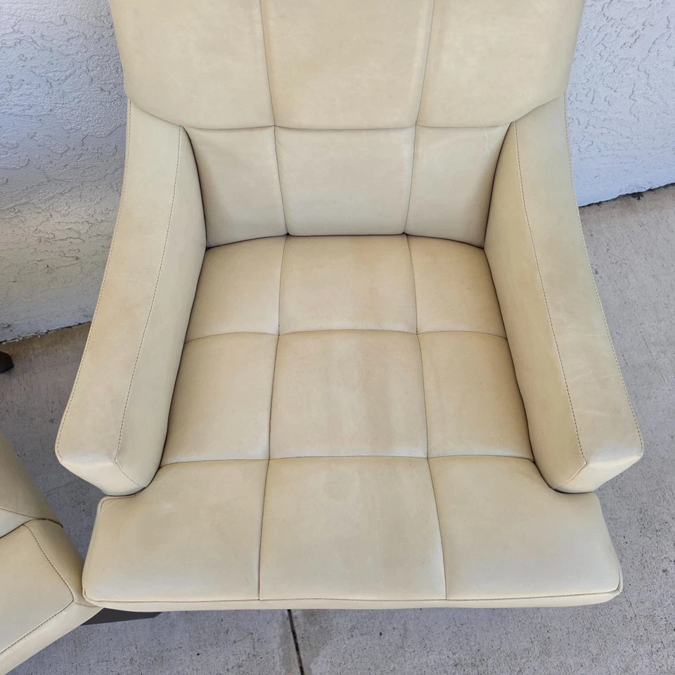 Barbara Barry for Henredon Leather Dining Accent Armchairs Set of 2