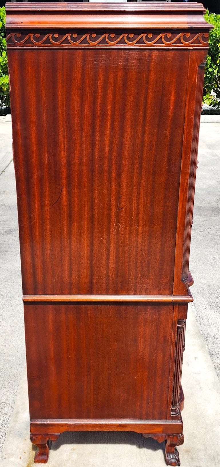 Antique Georgian Flame Mahogany Block Front Highboy Dresser